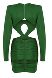 Satin Front Twist Mini Dress - Green