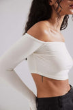 Rib Bare Cropped Shoulder Top